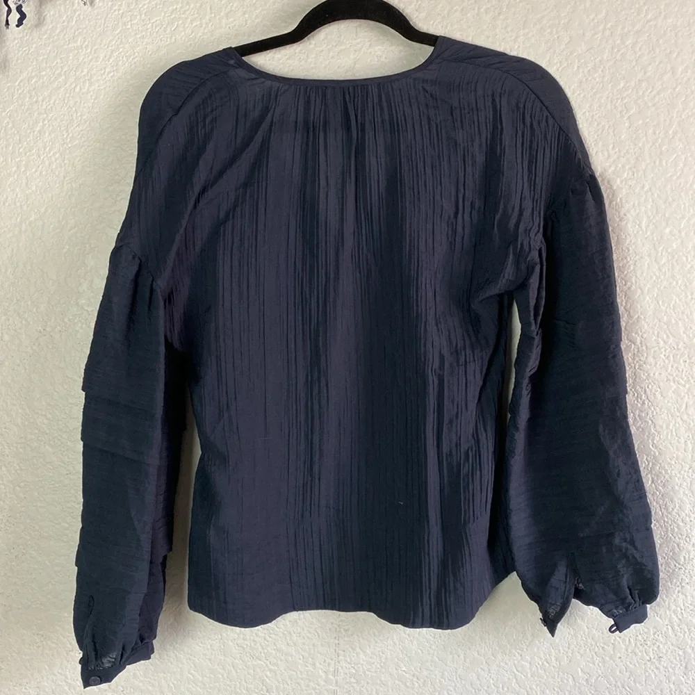 Club Monaco navy cross over front blouse - Picture 5 of 5